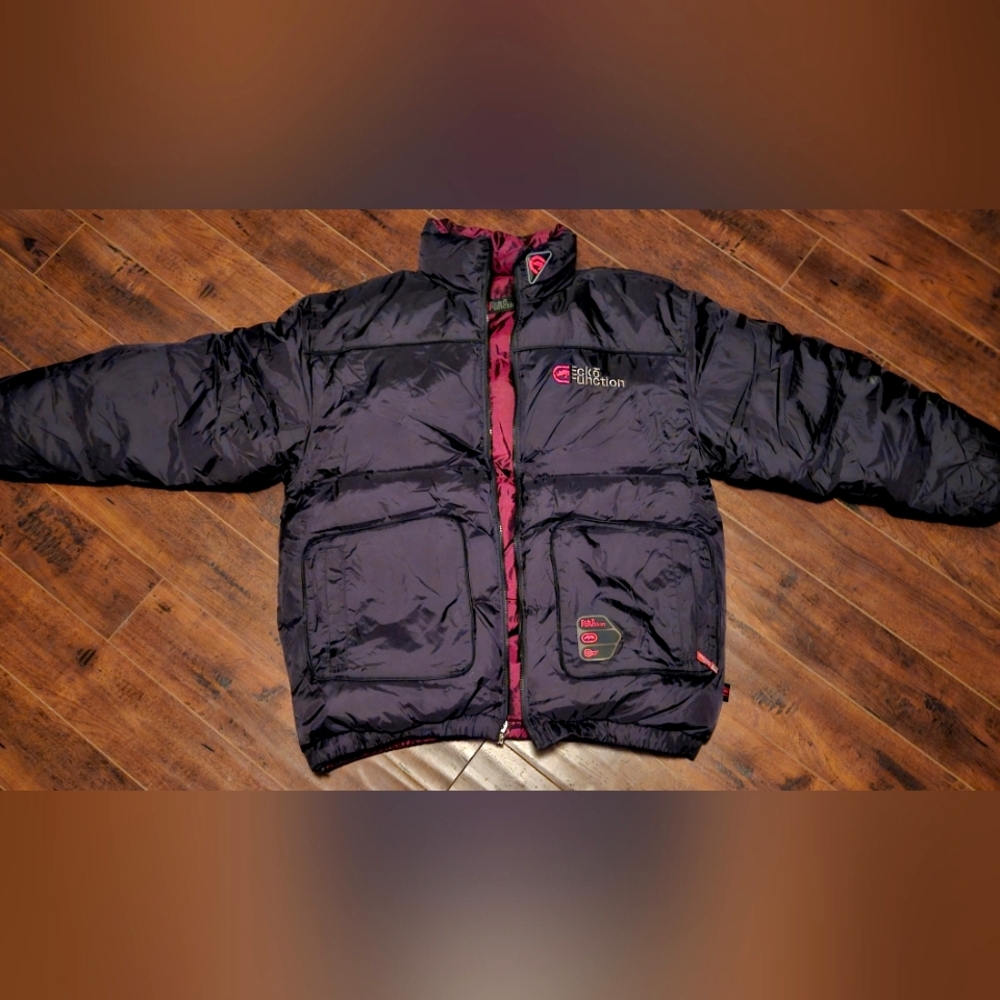 90s Black And Wine Reversible Jacket by Ecko Unlimited